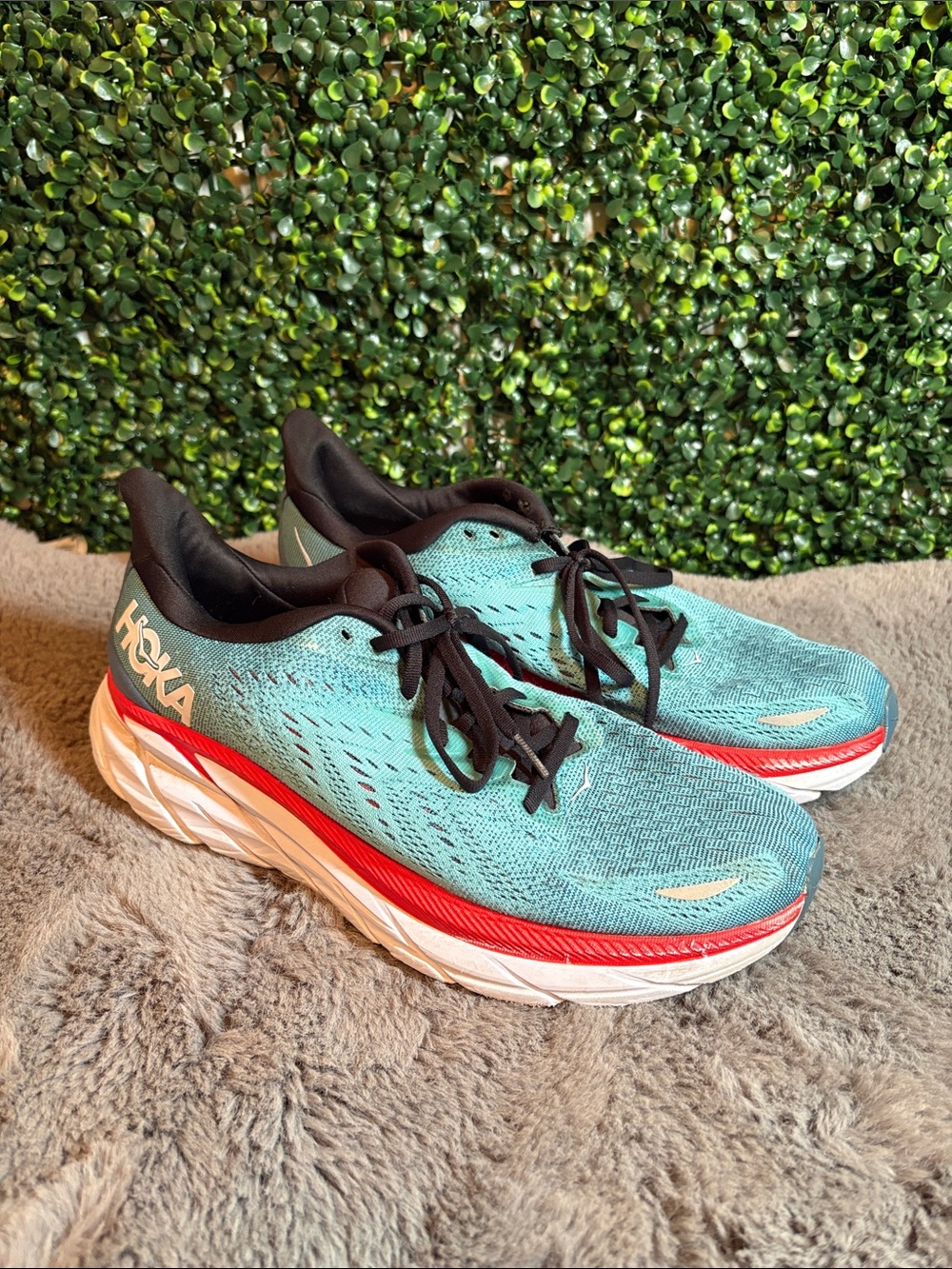 Hoka Men's Clifton 8 Teal Running Shoes Size 10